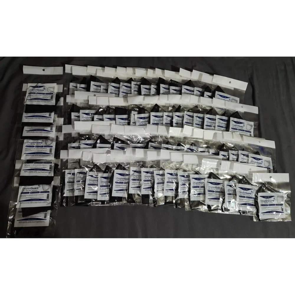 (67) Lot of Unisex Black Droplet‎ Guard 2 Layer Jersey Cotton Face Covering Mask